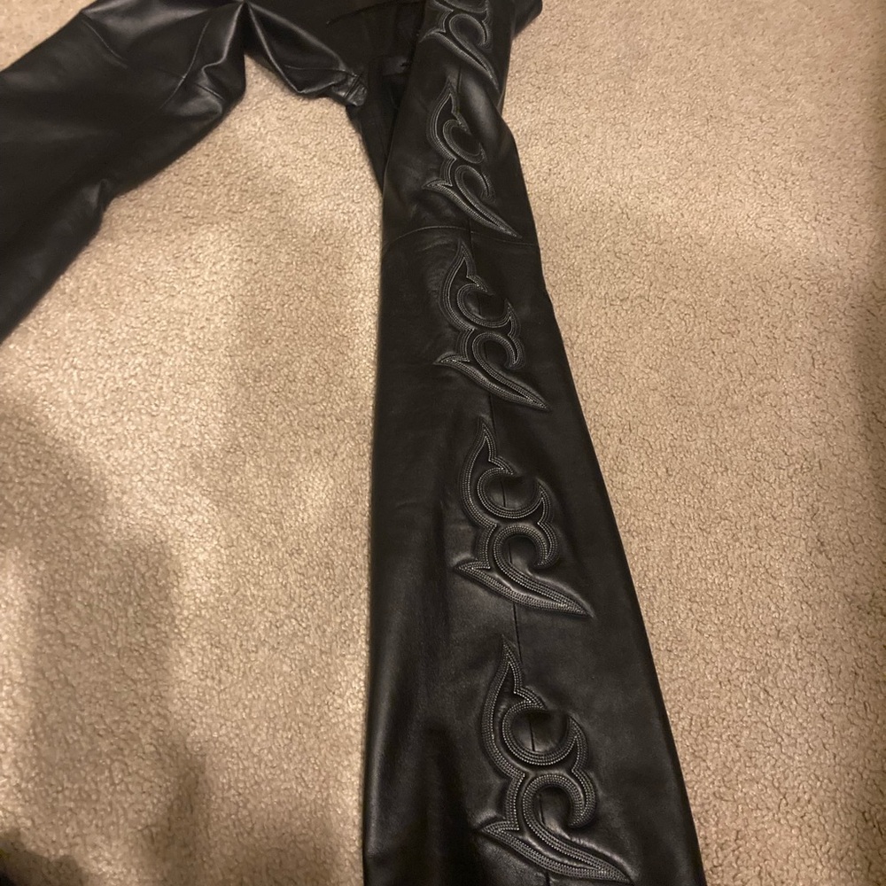 bebe Black Leather Low-Rise Lace-Up Bootcut Pants | Y2K | Size 8 - Picture 13 of 14